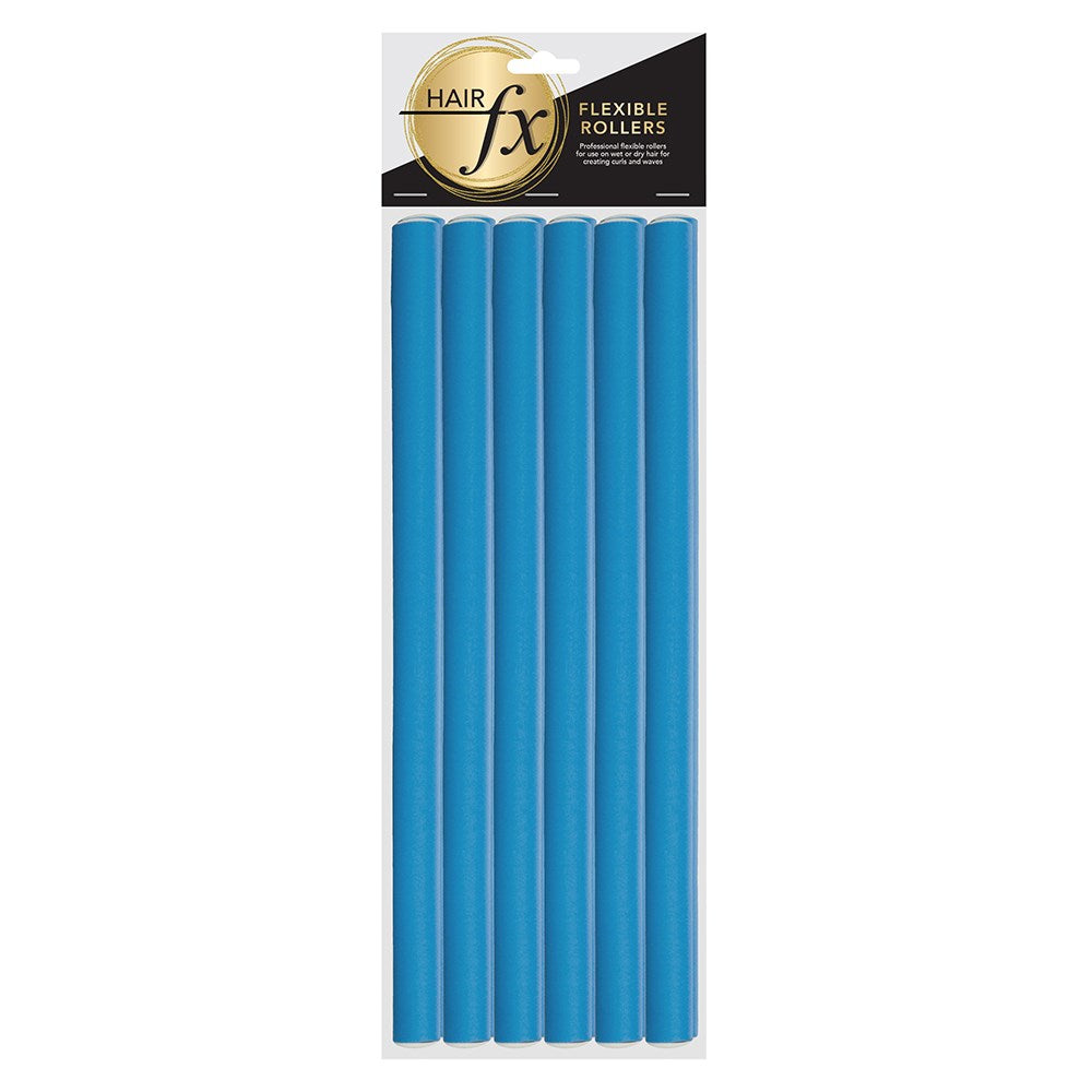 Hair FX Long Flexible Rollers - Blue, 12pk