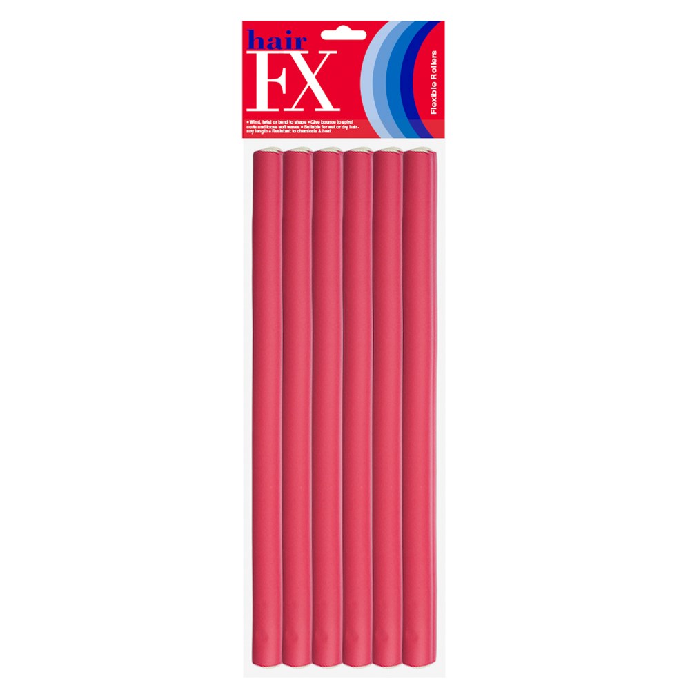Hair FX Long Flexible Rollers - Red, 12pk