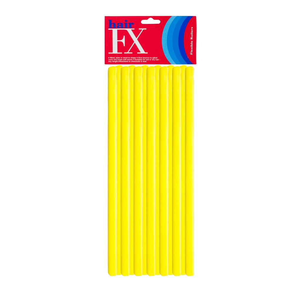 Hair FX Long Flexible Rollers - Yellow, 12pk