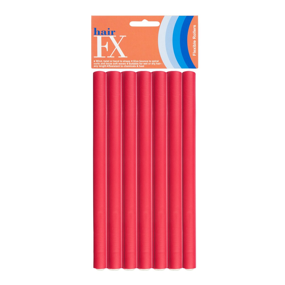 Hair FX Medium Flexible Rollers - Red, 12pk