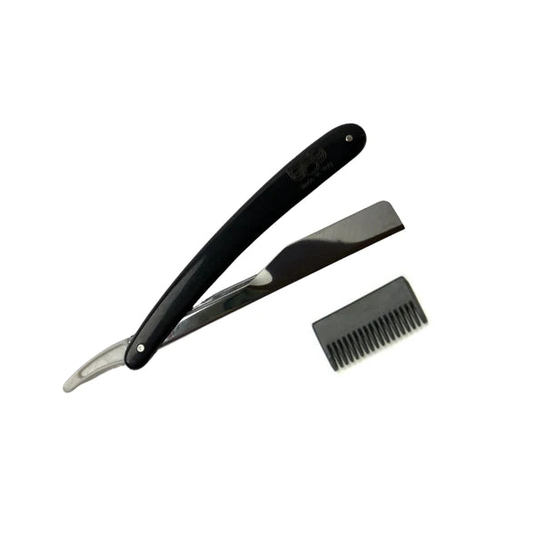 Bob Professional Black Cut Throat Razor - With Bonus Thinner Comb