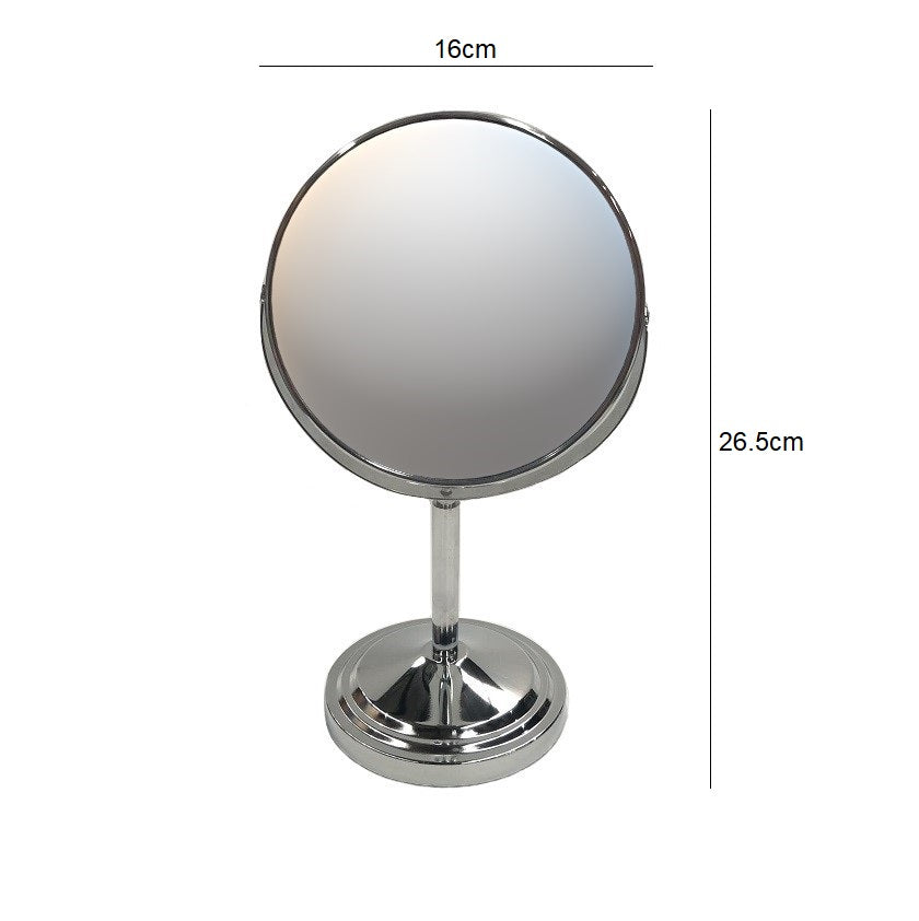 Desk make up Mirror with Stand Silver Metal