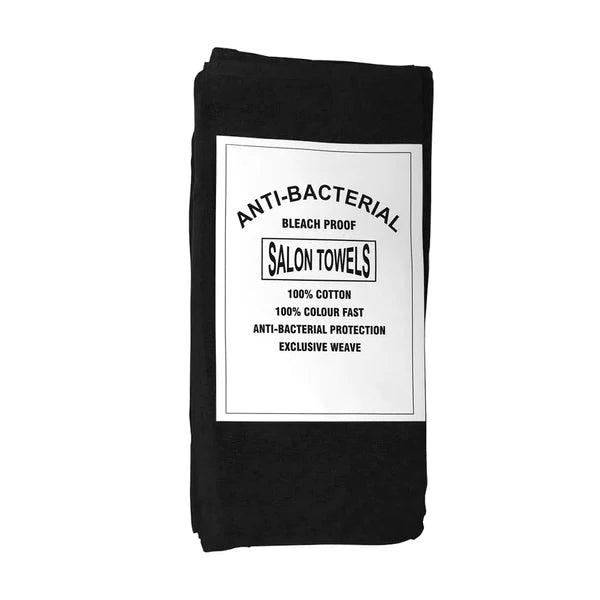 Salon Towels Anti Bacterial Bleach Proof 10pk Black