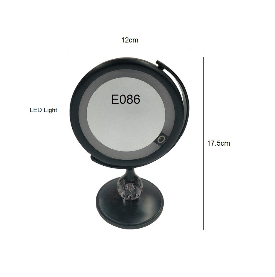 Desk Top Mirror with LED Light Metal Black or White