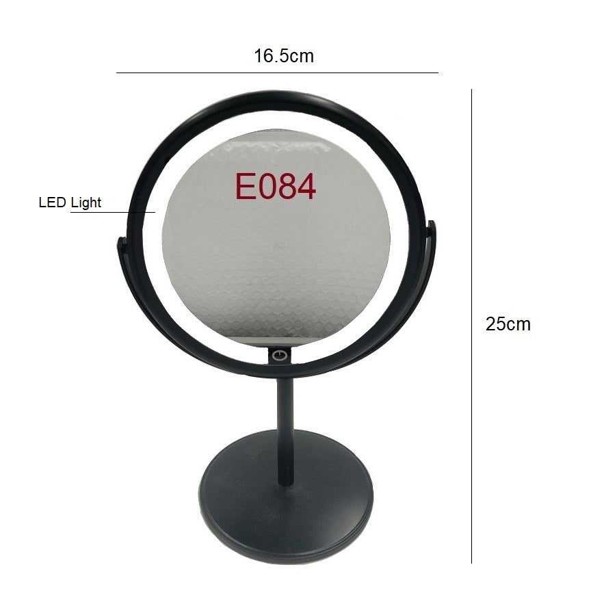 Desk Top Mirror with LED Light Metal Black or White