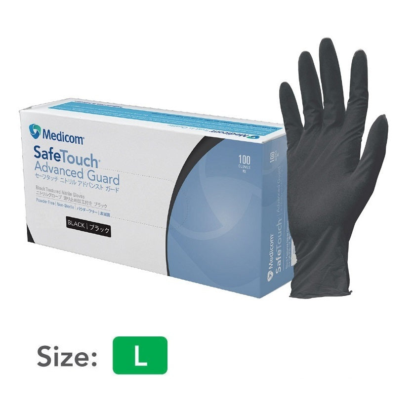Medicom SafeTouch Black Nitrile Gloves 100pk - Large