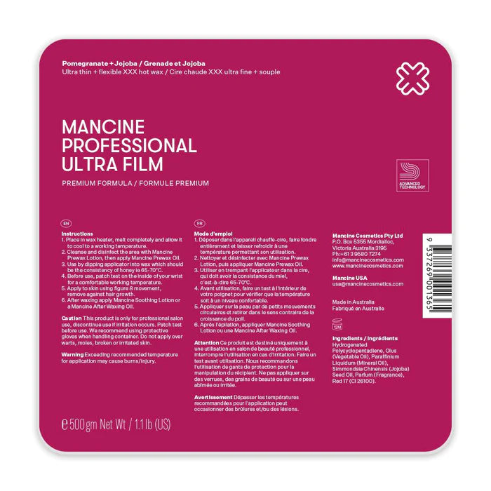 Mancine Hot Wax Ultra Film Pomegranate & Jojoba 500g