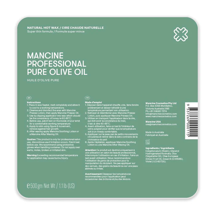Mancine Hot Wax Pure Olive Oil 500g