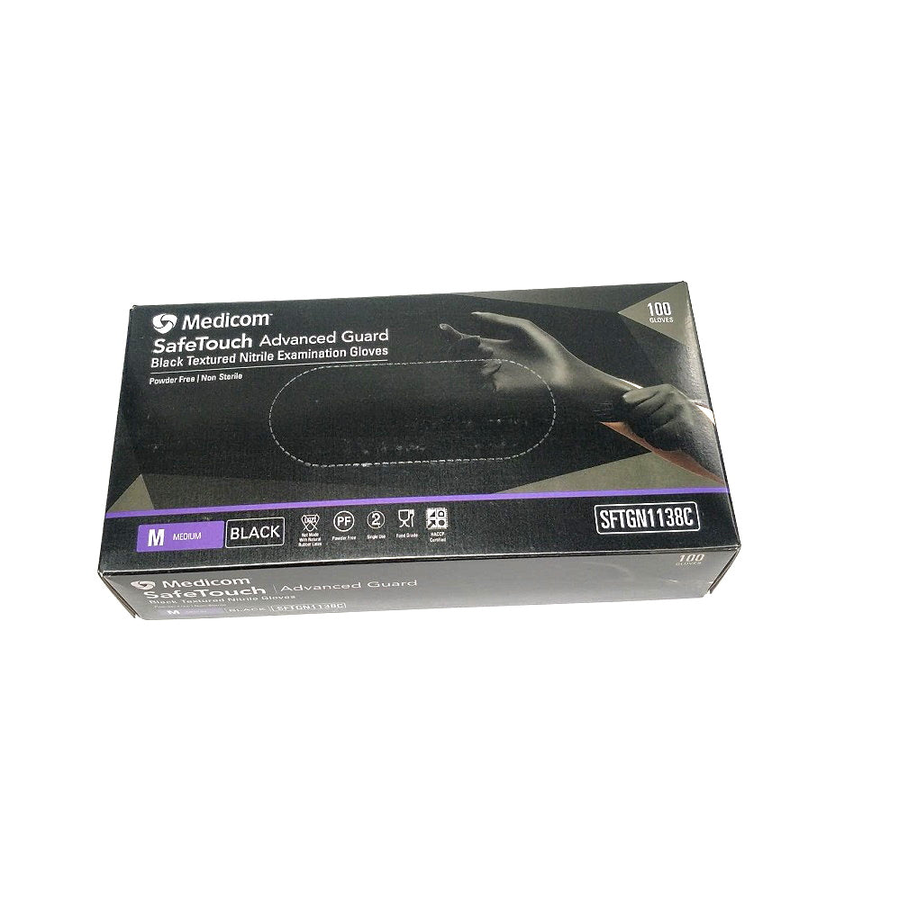 Medicom SafeTouch Black Nitrile Gloves 100pk - Medium