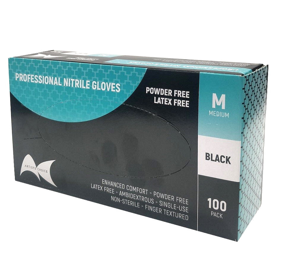 Professional Nitrile gloves Black 100pk - Medium