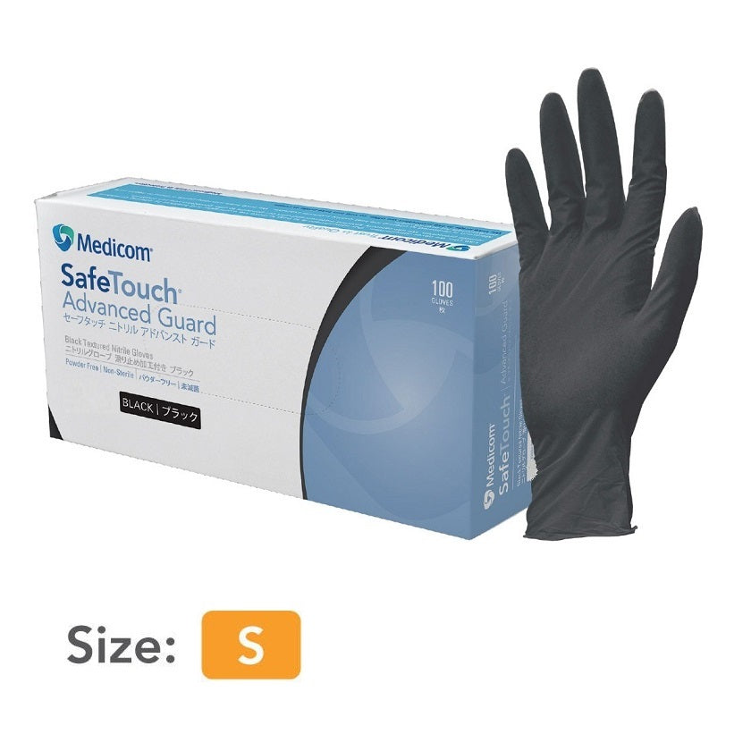 Medicom SafeTouch Black Nitrile Gloves 100pk - Small