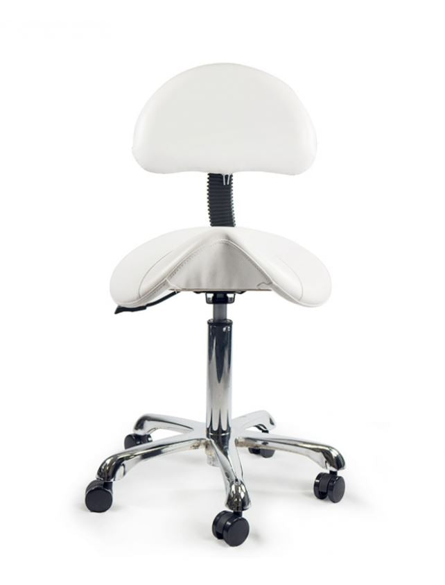 Saddle Stool W/Backrest White