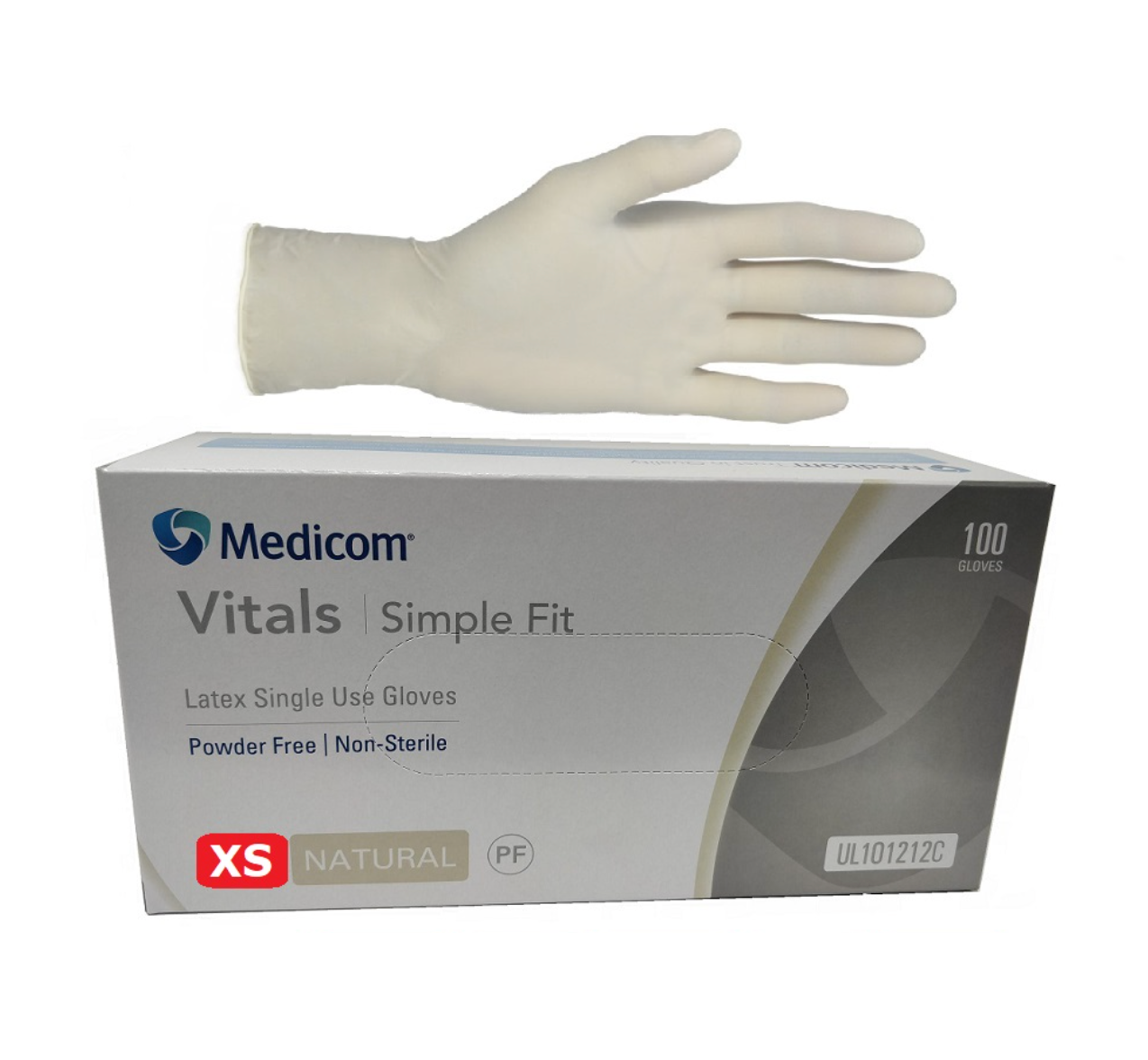 Medicom Vitals Latex Powder Free Gloves 100pk - X Small