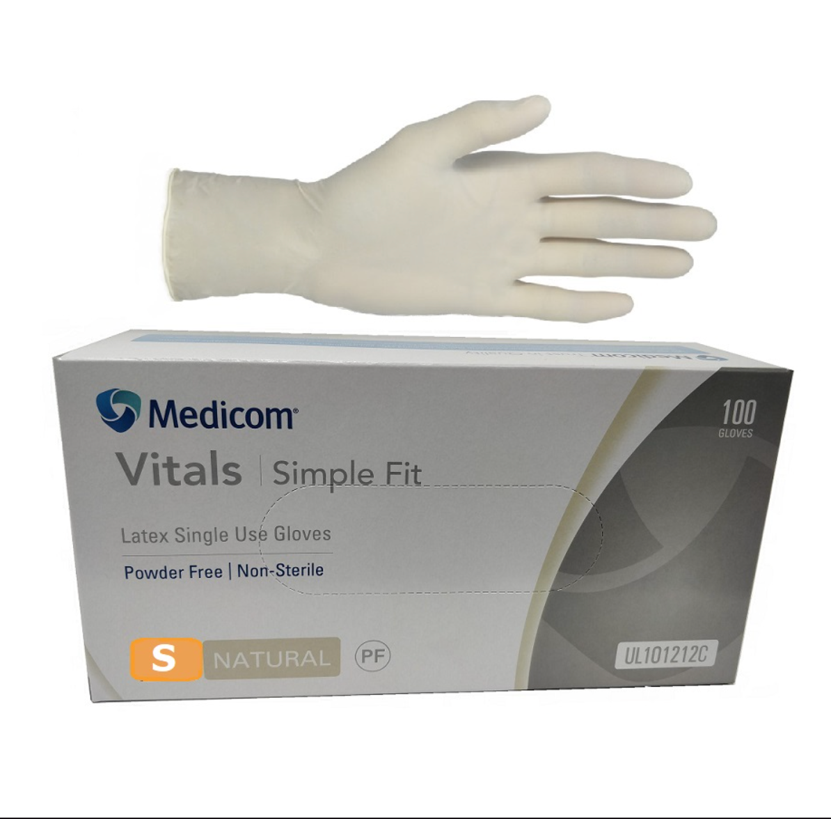 Medicom Vitals Latex Powder Free Gloves 100pk - Small