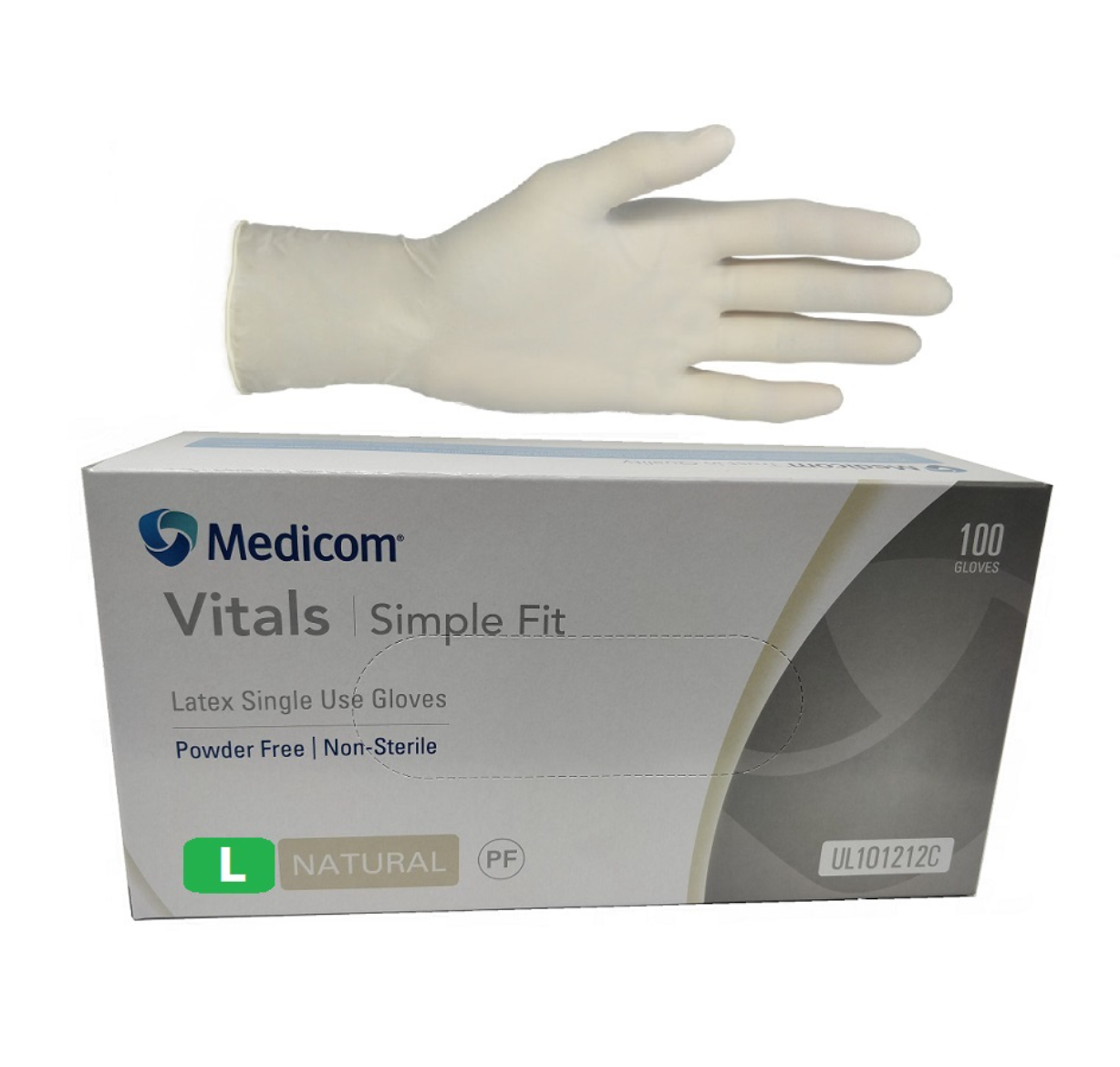 Medicom Vitals Latex Powder Free Gloves 100pk - Large