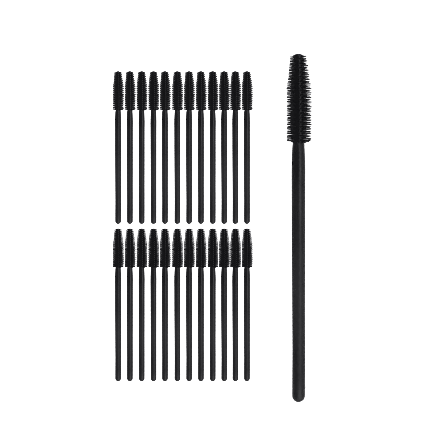 Disposable Silicone Mascara Wand/Spoolies - Black Handle 25pack