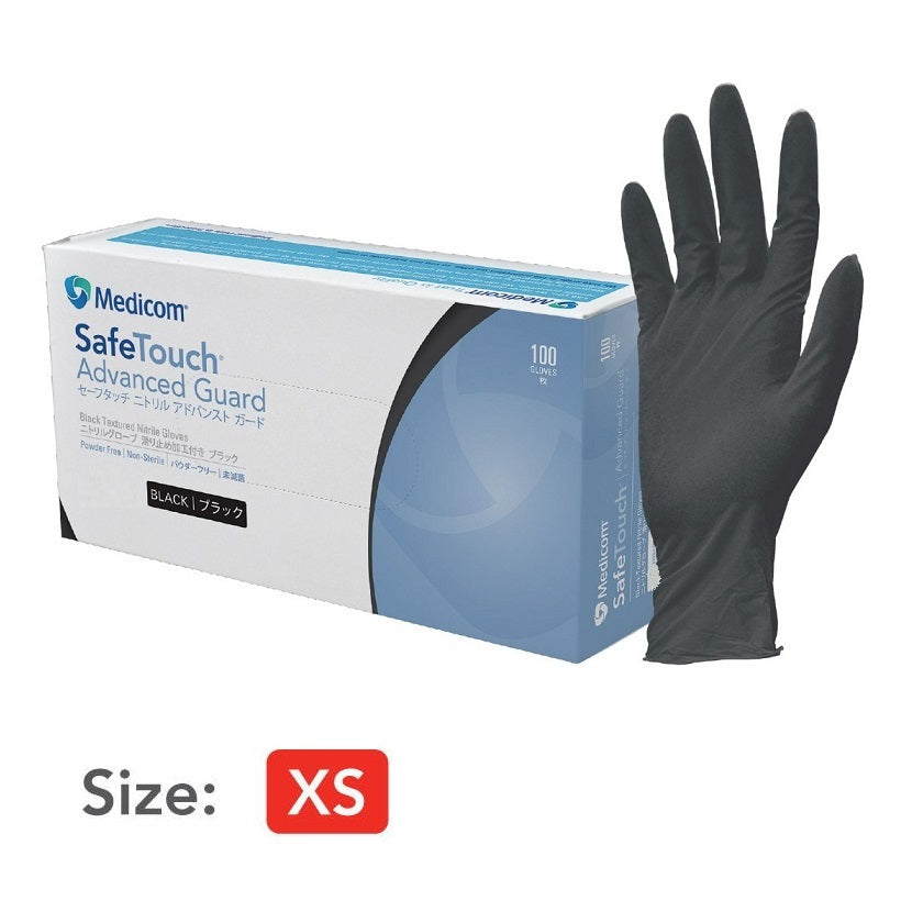 Medicom SafeTouch Black Nitrile Gloves 100pk - X Small