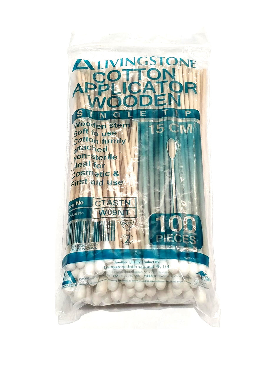 Livingstone Cotton Applicator Wooden Single Tip 100pack