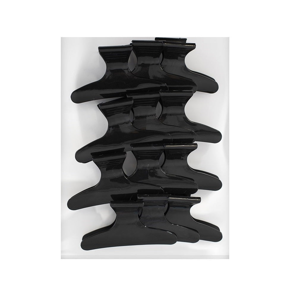 Black Butterfly Hair Clips 12pk