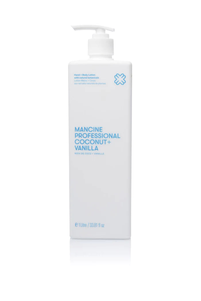 Mancine Hand & Body Lotion: Coconut & Vanilla 1 Litre [SALE $25ea]