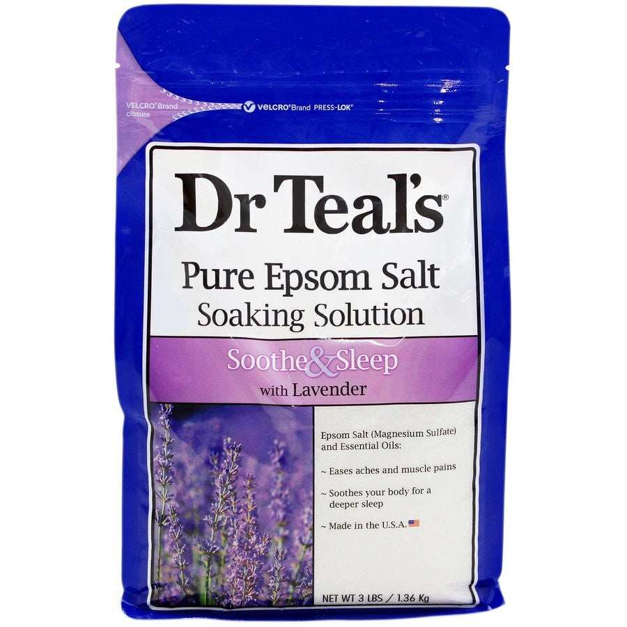 Dr Teal's Pure Epsom Salt Soaking Solution 1.36kg - Soothe & Sleep with Lavender