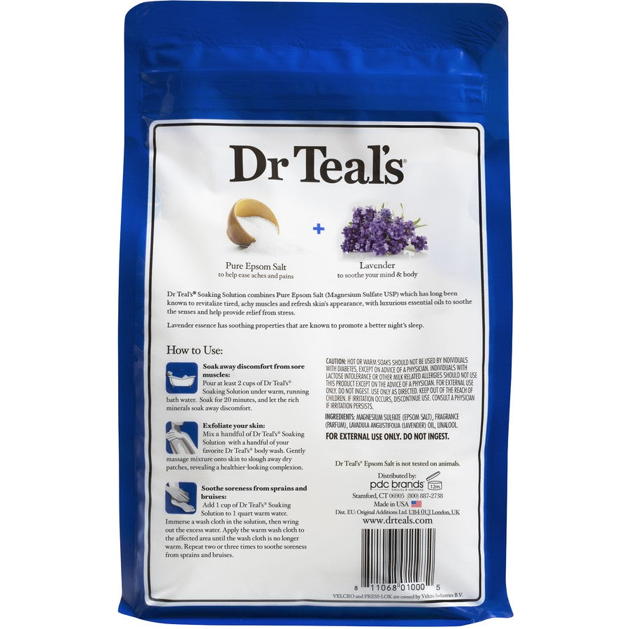 Dr Teal's Pure Epsom Salt Soaking Solution 1.36kg - Soothe & Sleep with Lavender