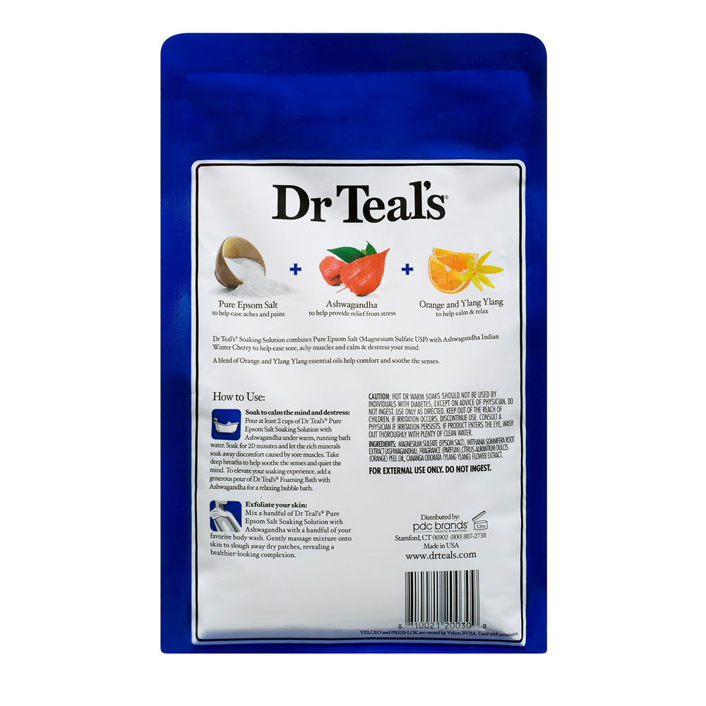 Dr Teal's Pure Epsom Salt Soaking Solution 1.36kg - Calm Your Mind with Ashwagandha