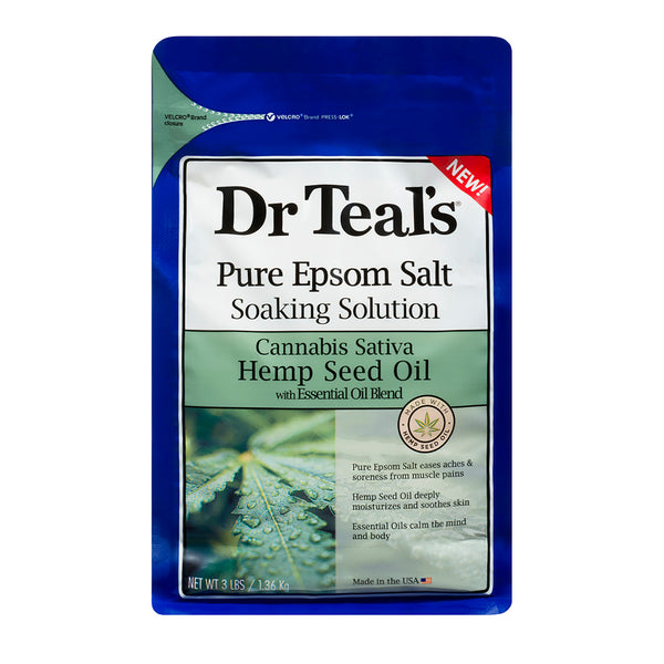 Dr Teal's Pure Epsom Salt Soaking Solution 1.36kg - Hemp Seed Oil