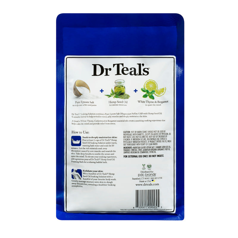 Dr Teal's Pure Epsom Salt Soaking Solution 1.36kg - Hemp Seed Oil