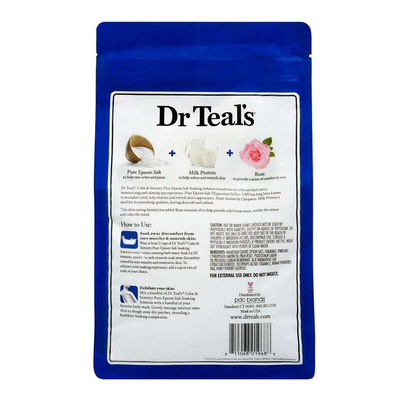 Dr Teal's Pure Epsom Salt Soaking Solution 1.36kg - Calm & Serenity with Rose Essential Oil