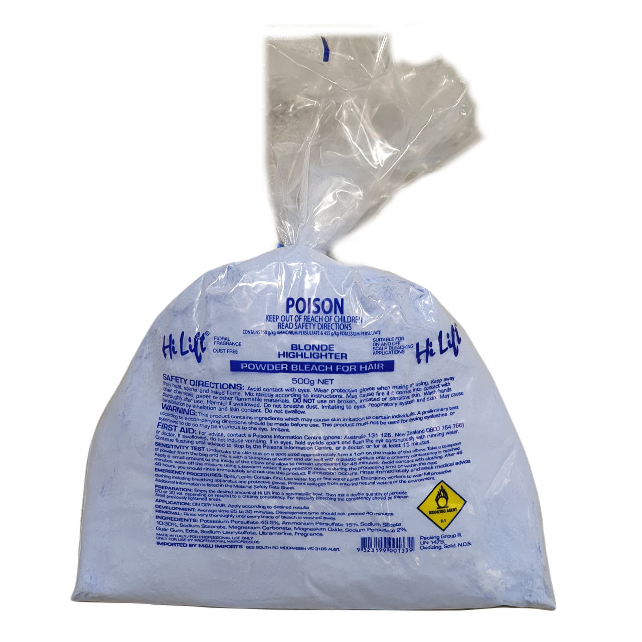 Hi Lift Powder Bleach Bag Blue 500g