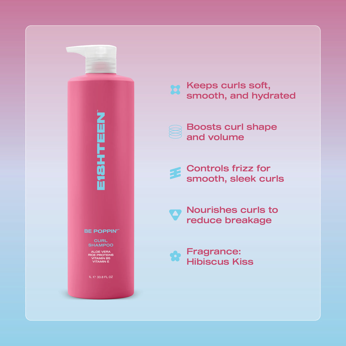 E18HTEEN Be Poppin' Curl Shampoo 1L
