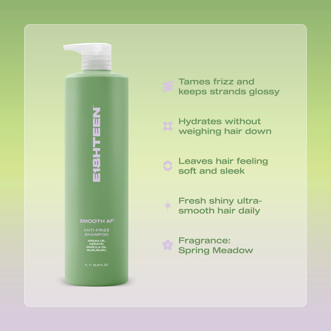 E18HTEEN Smooth AF Anti-Frizz Shampoo 1L