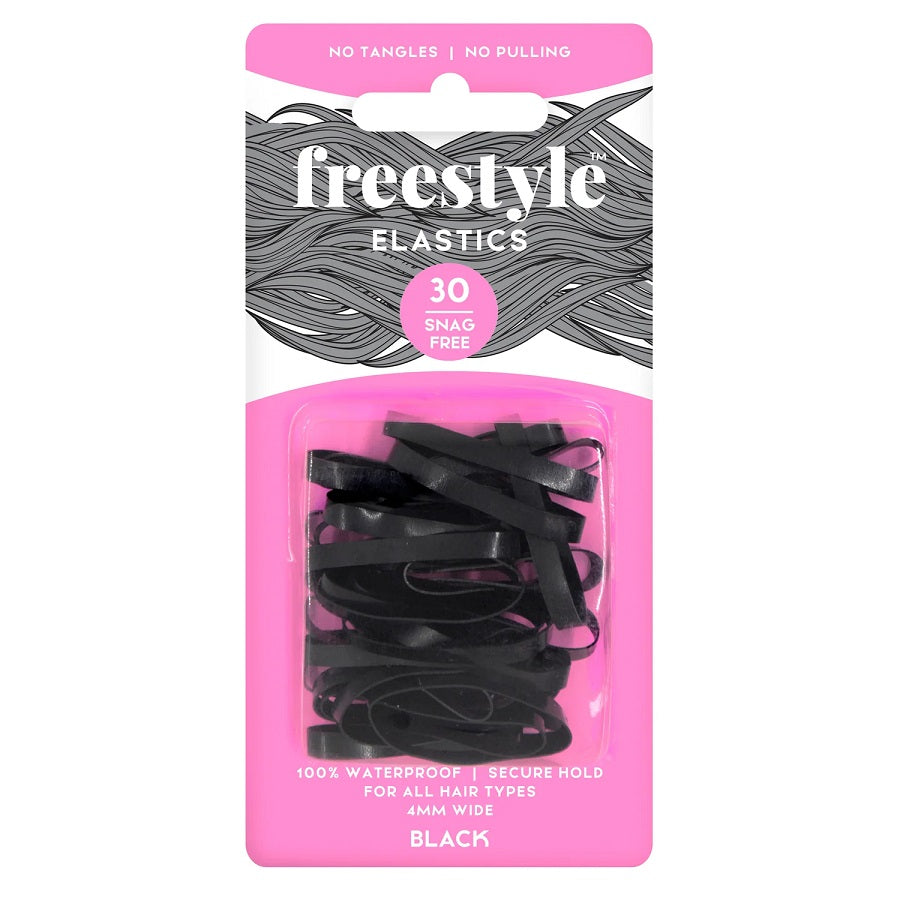 Freestyle Snag Free Elastics 4mm 30pc - Black