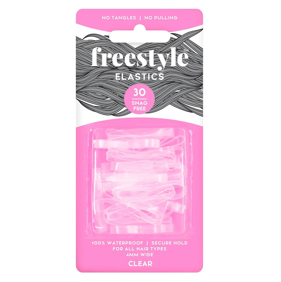 Freestyle Snag Free Elastics 4mm 30pc - Clear