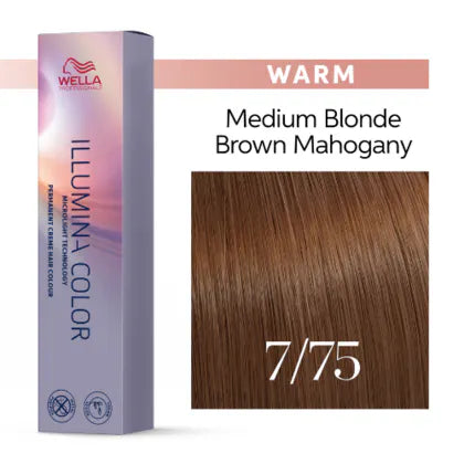 Wella Illumina Colour 60g - 7/75 Med Blonde Brown Mahogany