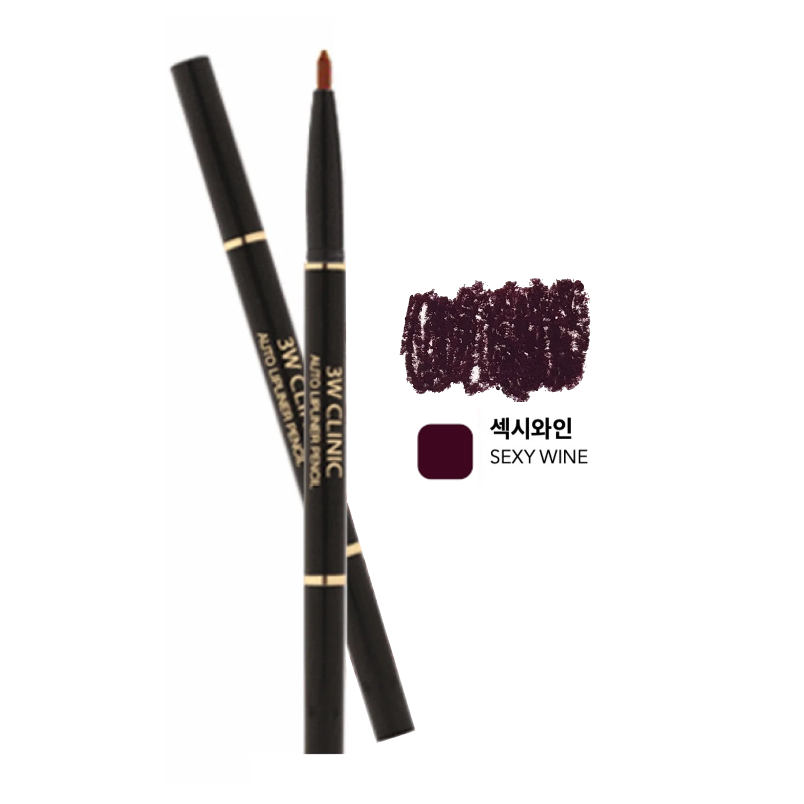 3W CLINIC Auto Wind Up Lip Liner Dual Sided - Sexy Wine