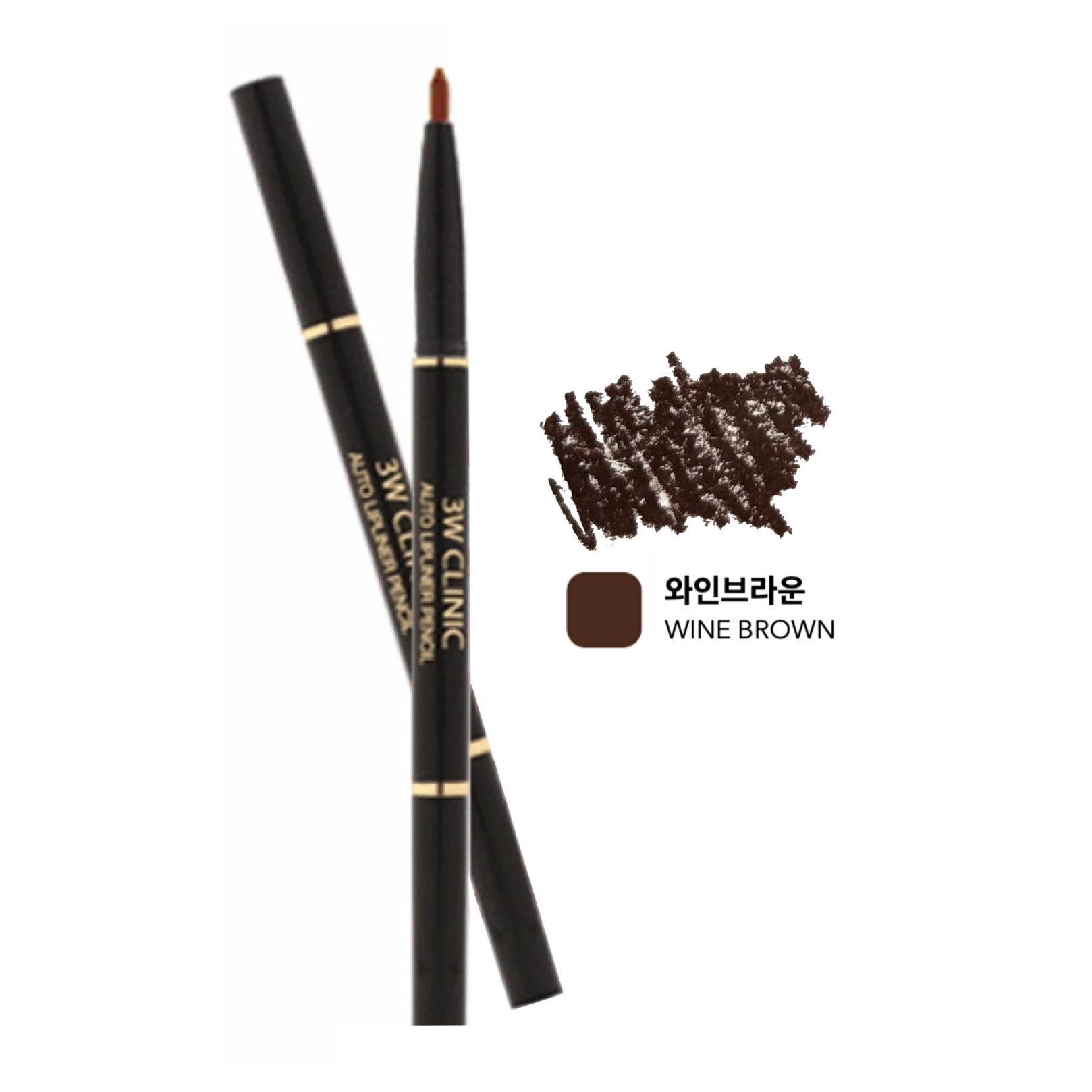 3W CLINIC Auto Wind Up Lip Liner Dual Sided - Wine Brown