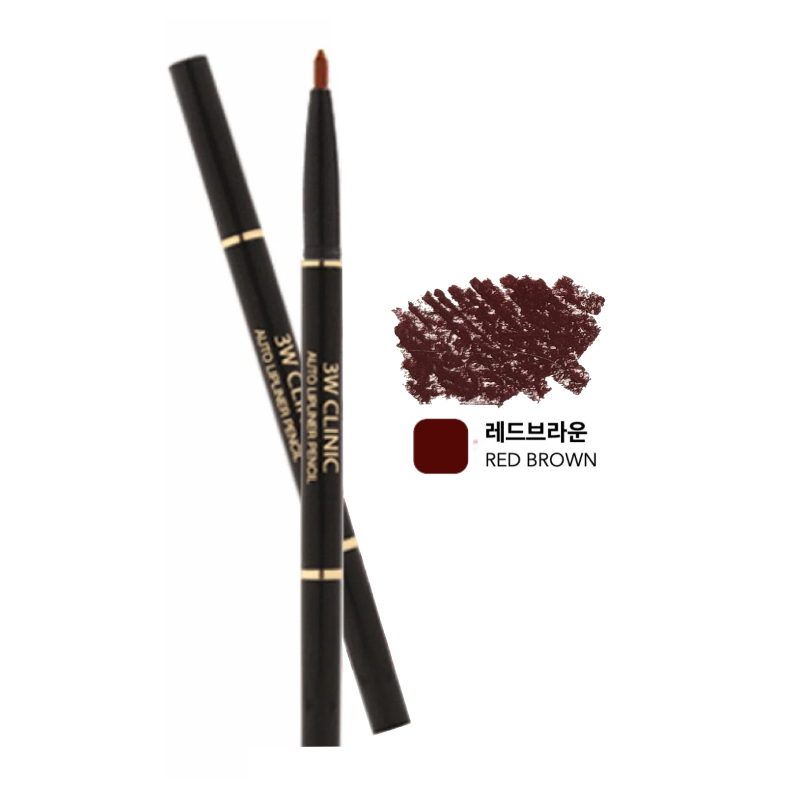 3W CLINIC Auto Wind Up Lip Liner Dual Sided - Red Brown