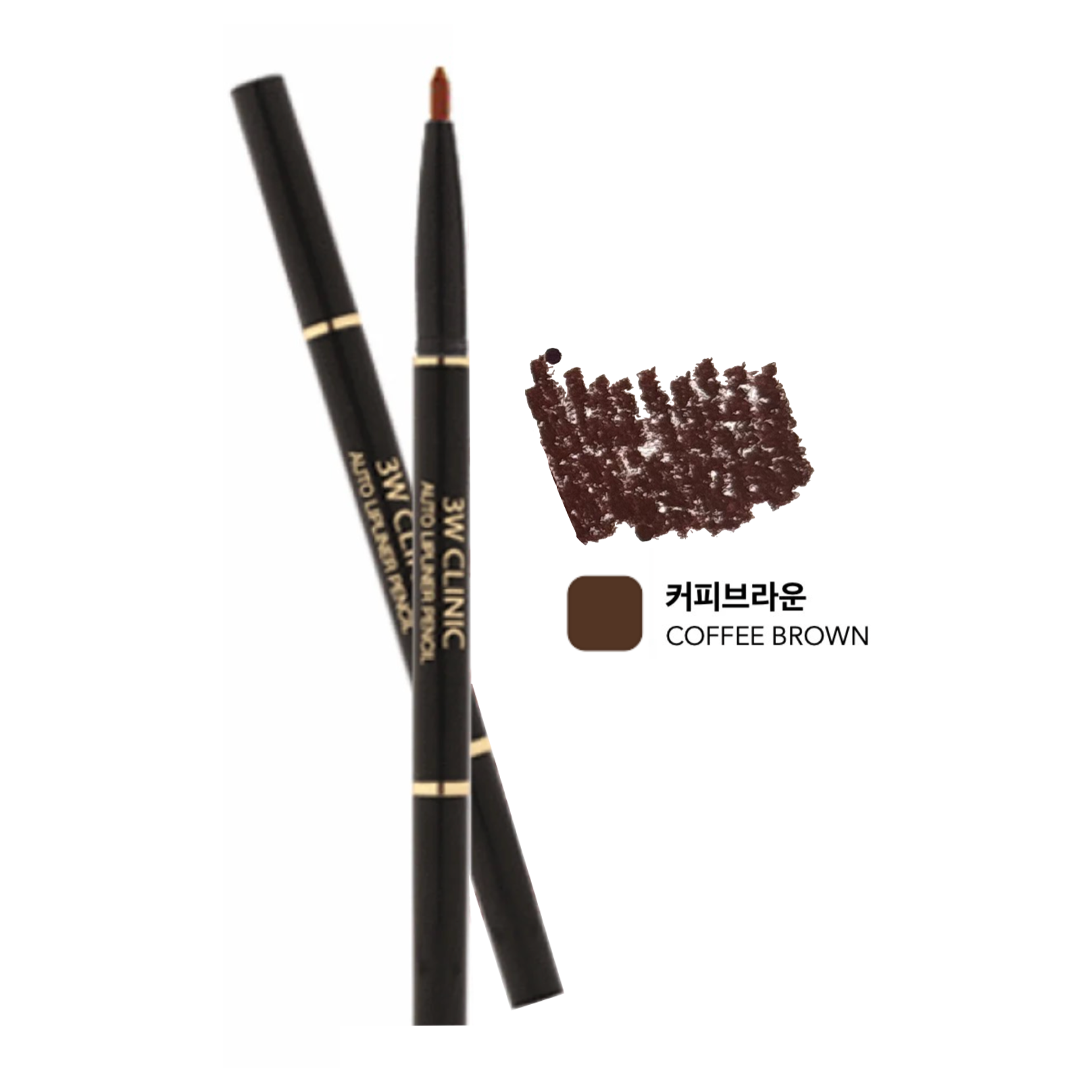 3W CLINIC Auto Wind Up Lip Liner Dual Sided - Coffee Brown