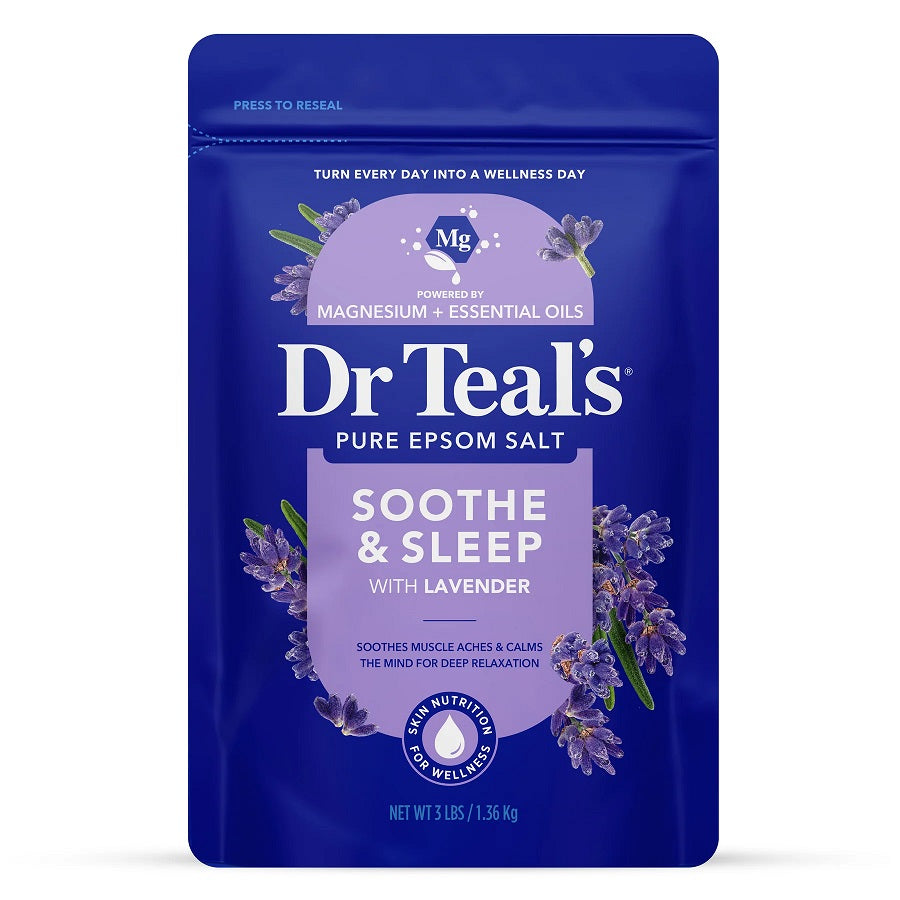 Dr Teal's Pure Epsom Salt Soaking Solution 1.36kg - Soothe & Sleep with Lavender