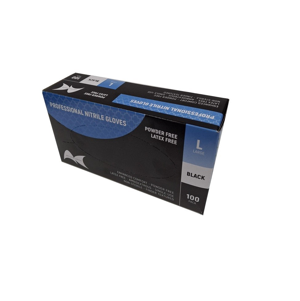Professional Nitrile gloves Black 100pk - Large