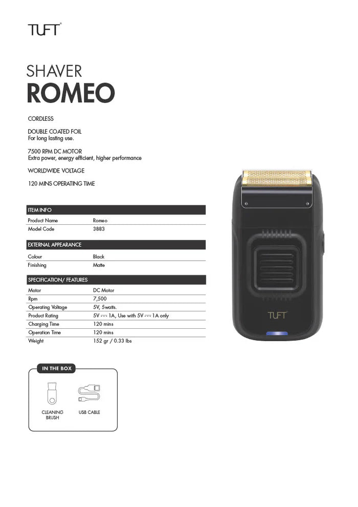 TUFT Romeo Professional Cordless Double Foil Shaver