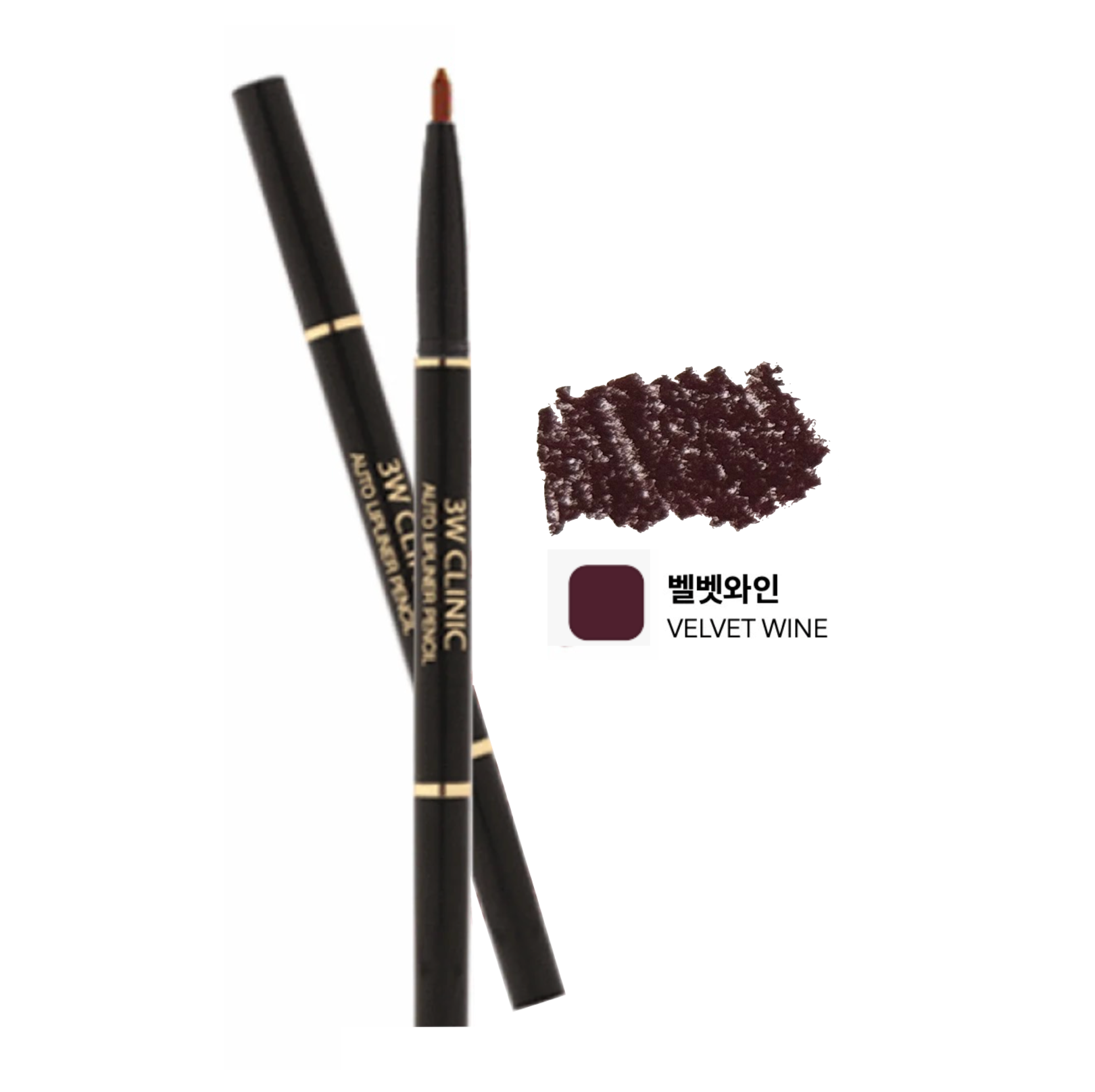 3W CLINIC Auto Wind Up Lip Liner Dual Sided - Velvet Wine